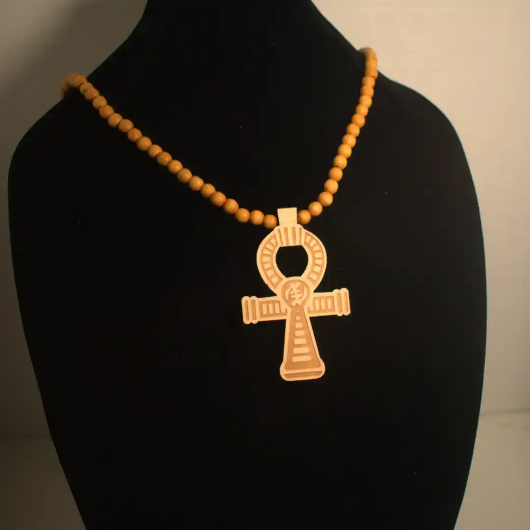 Hand-made wooden Ankh necklace