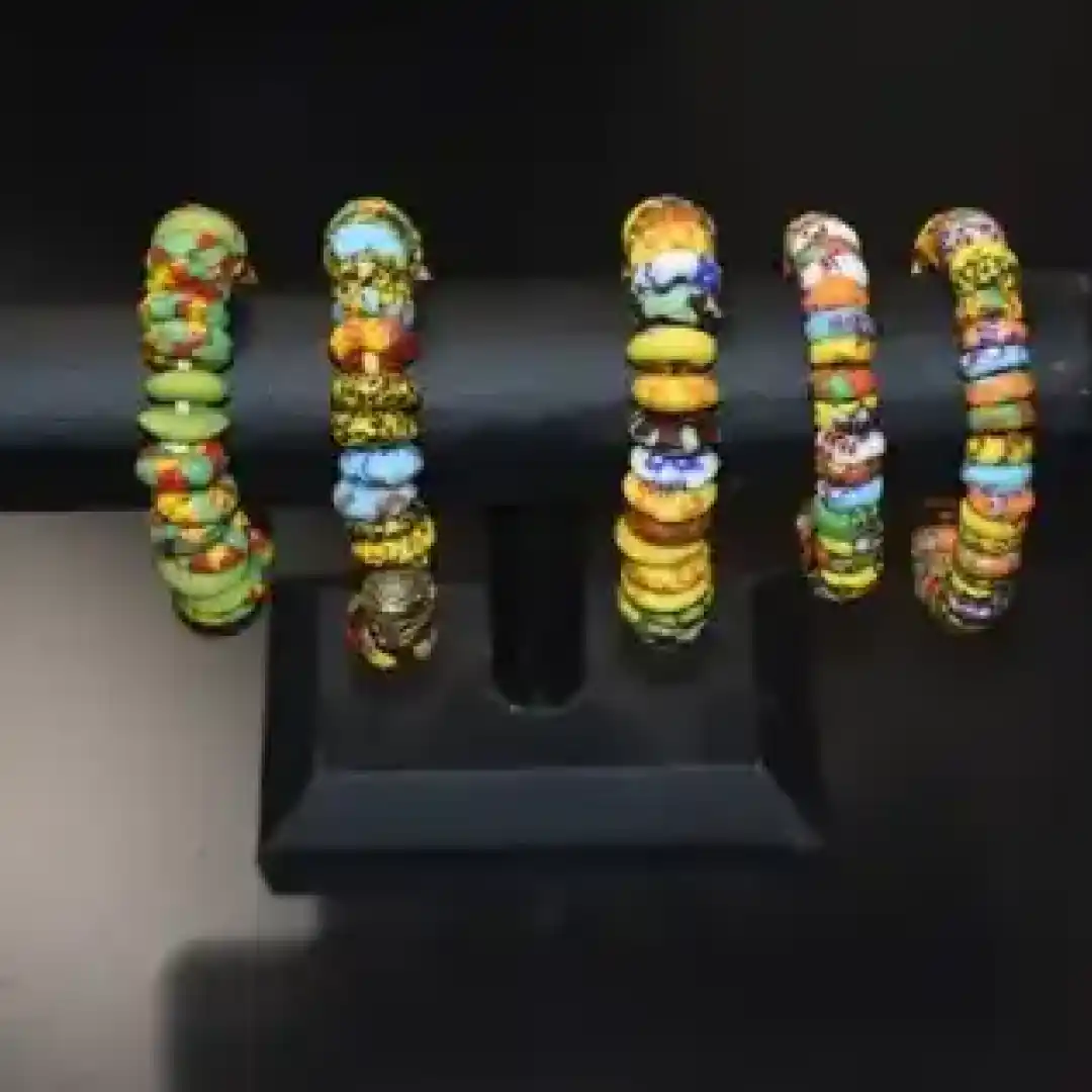 Handmade Multicolor glass round krobo bead bracelets