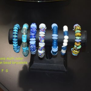 Blue Reflections Multi Color Varied African Bead Bracelets