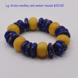 Krobo Medley and Amber Beads Bracelet