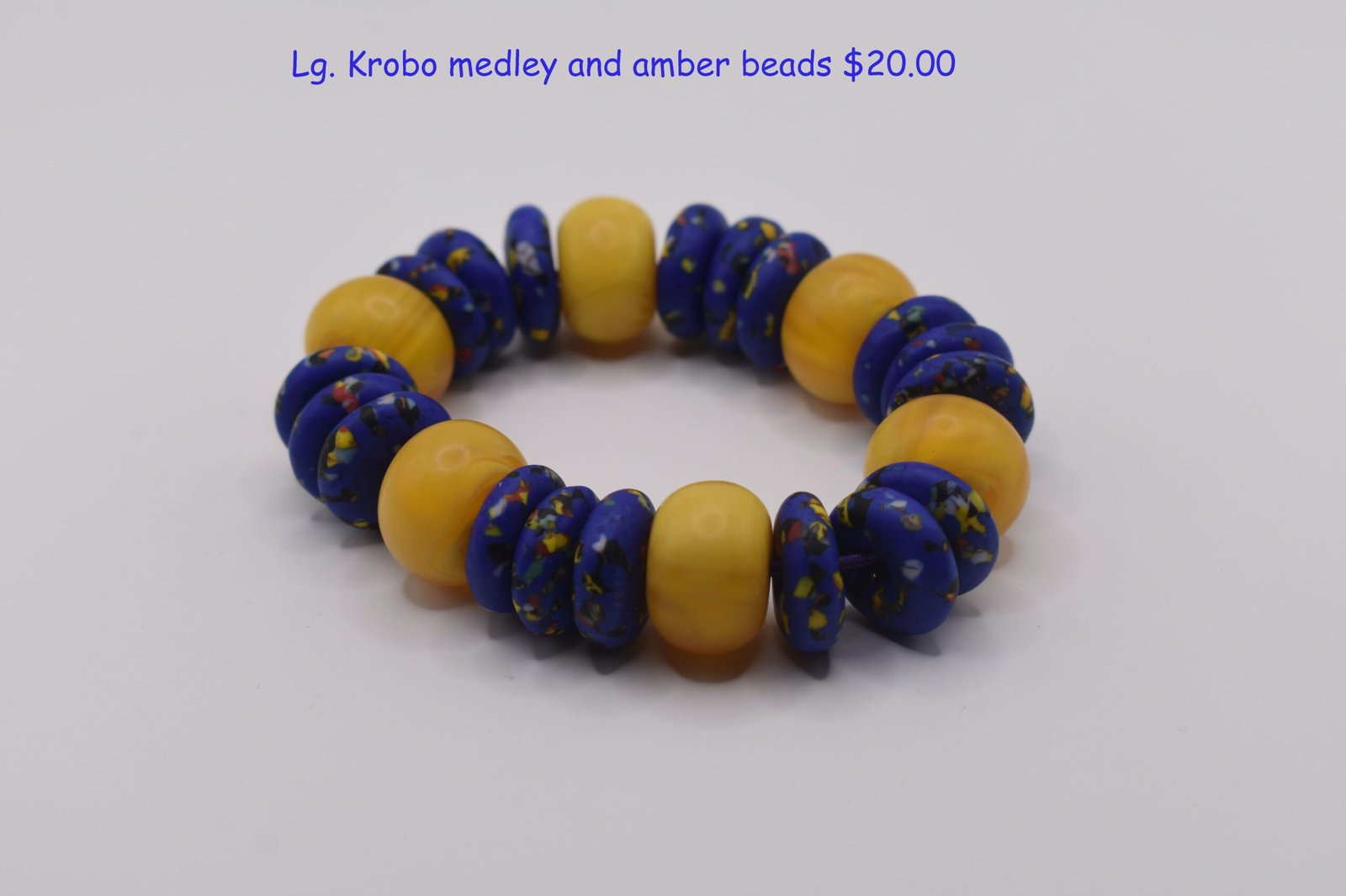 Krobo Medley and Amber Beads Bracelet